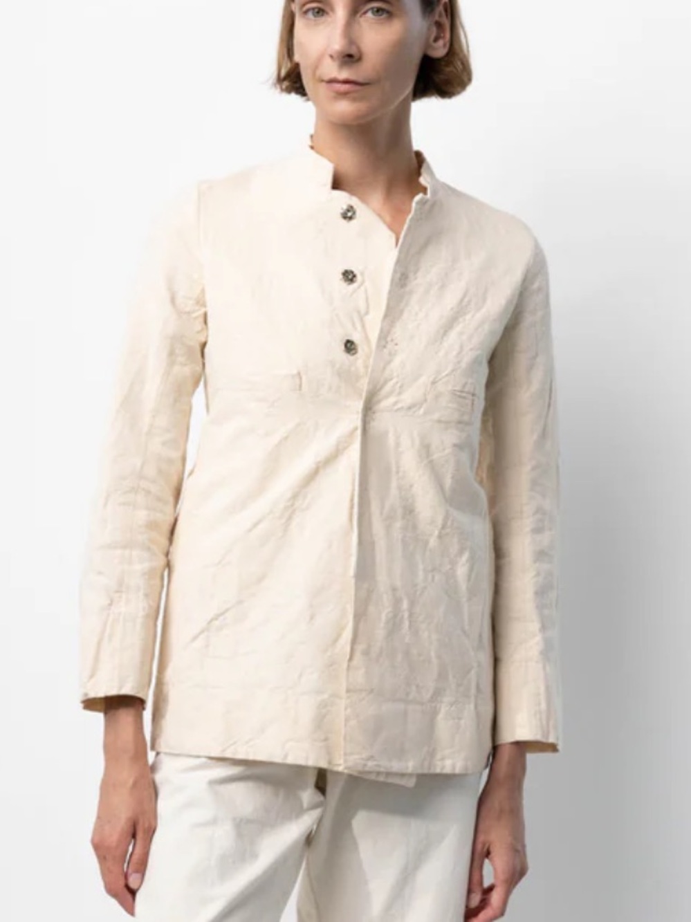 dosa cream canvas cotton linen Indian wrap jacket sz 1 US XS S